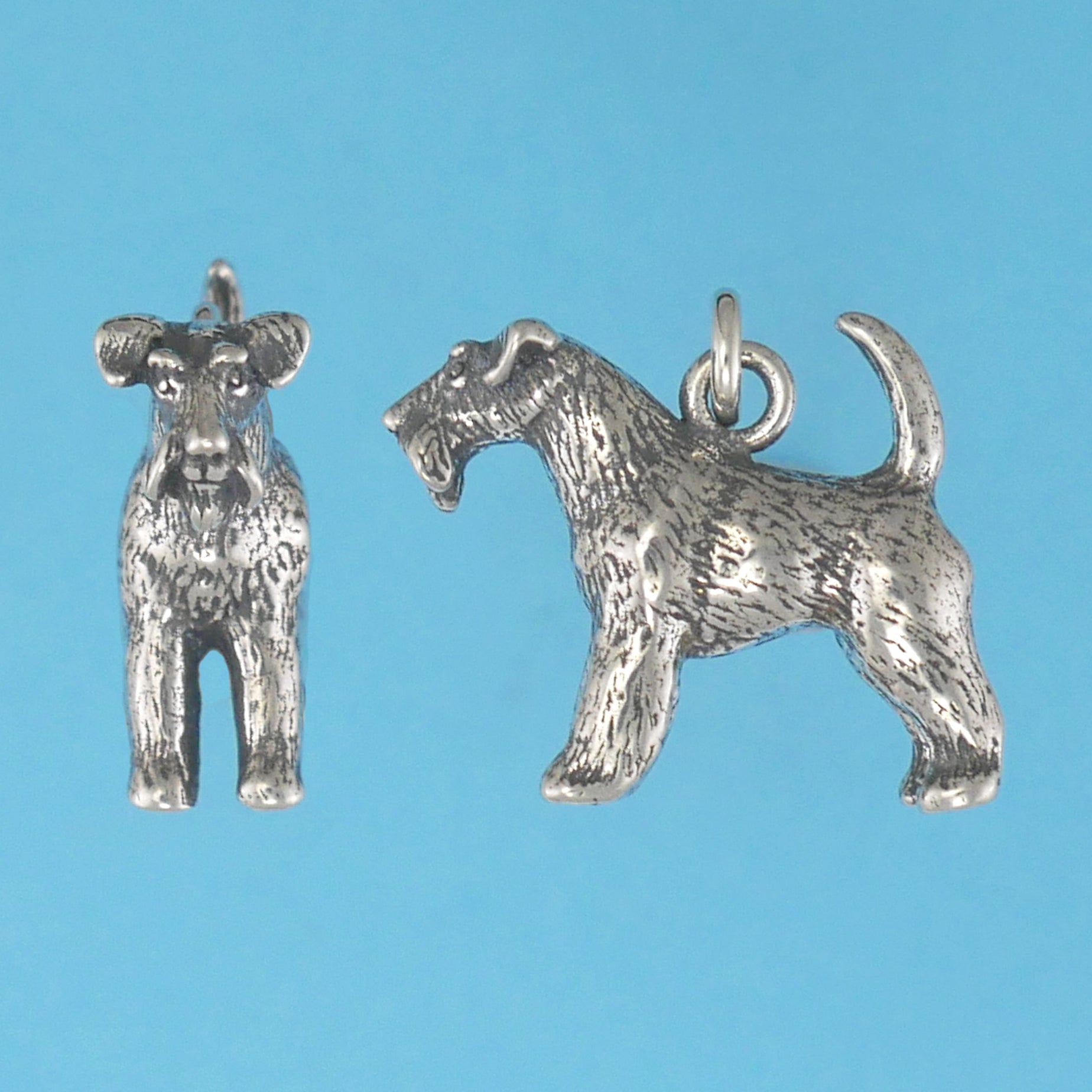 Selling Fox Terrier Charm Slide Jewelry Sterling Silver Handmade Dog Charm Slide FXT1H-PNS