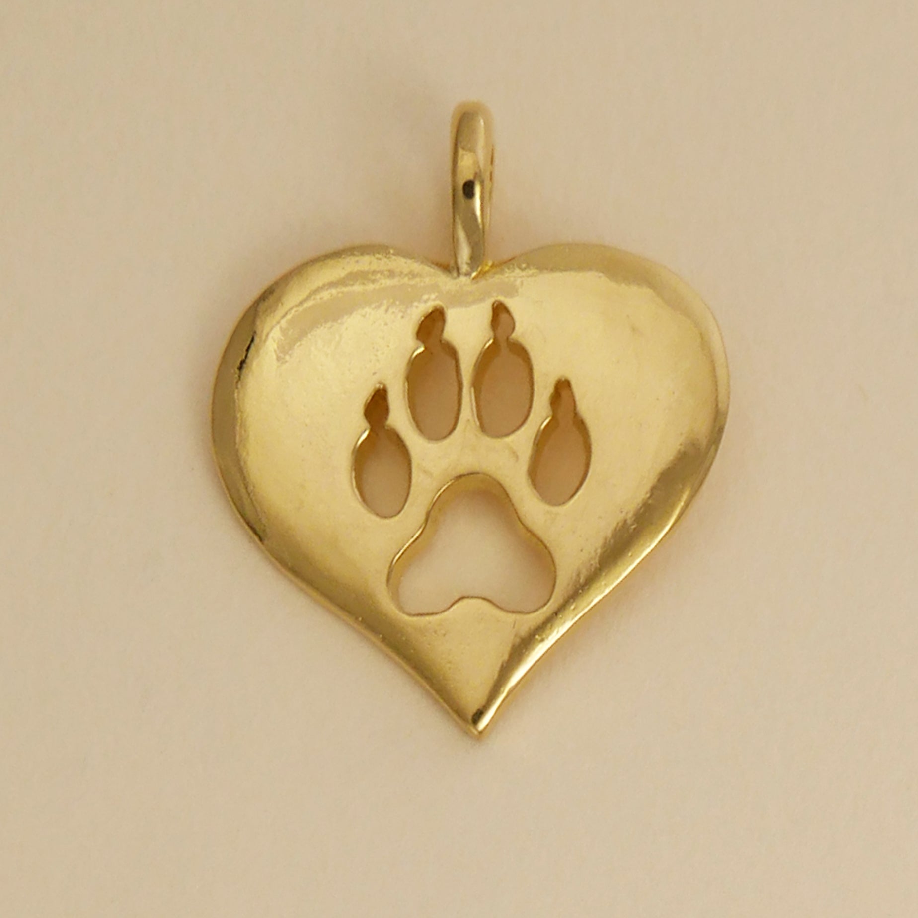 Wolf Paw Print Heart Pendant - Charmworks