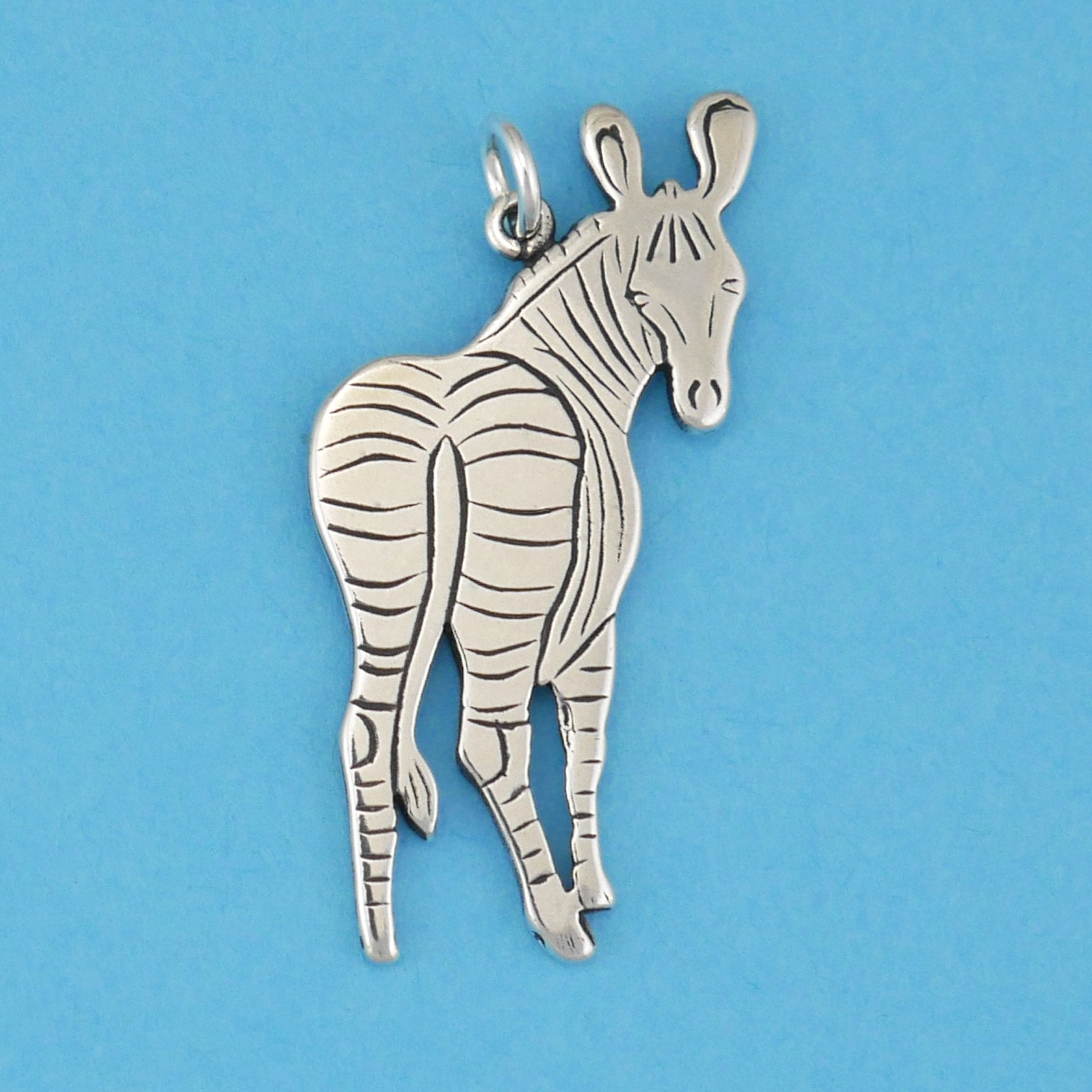 Zebra Looking Back Pendant - Charmworks