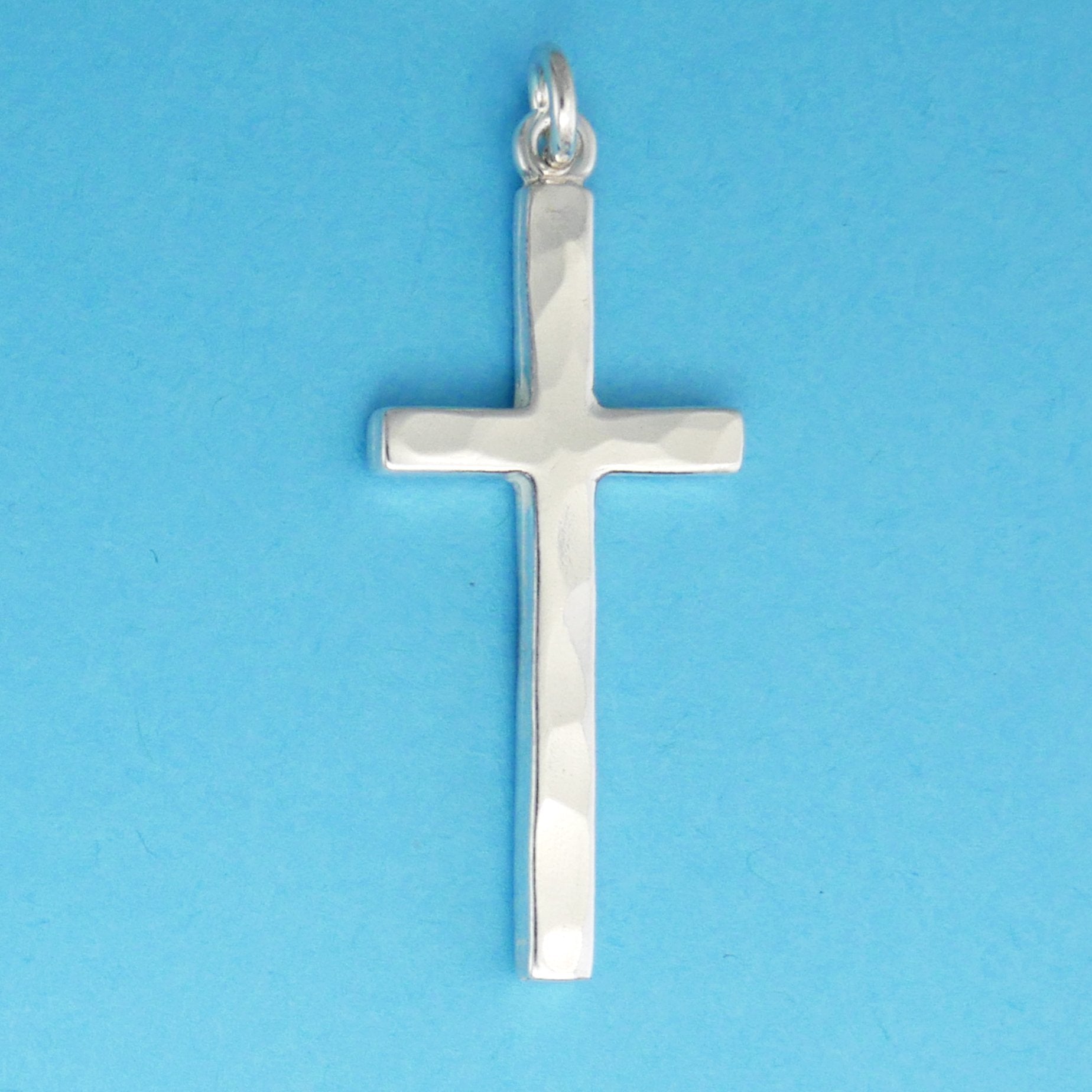 Hand Hammered Thin Cross Charm - Charmworks